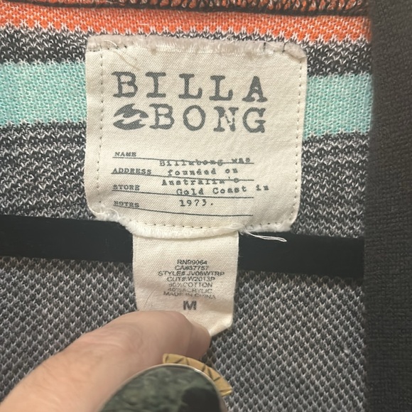 Vintage Sz M  Billabong, Boho, long cardigan sweater, 2 large front pockets. - Picture 3 of 6